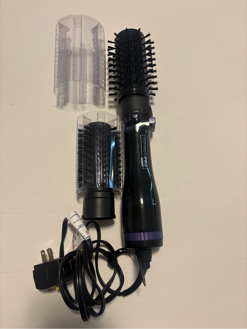 INFINITIPRO by Conair 2-in-1 Hot Air Spin Brush Set 2” & 1.5” Black Purple